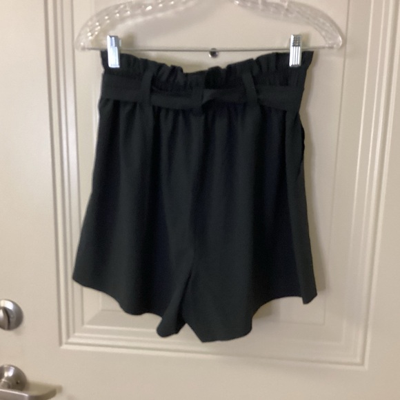 NWOT Apana Women's High Waist Black Paper Bag Shorts SZ Medium $45 - Picture 8 of 14
